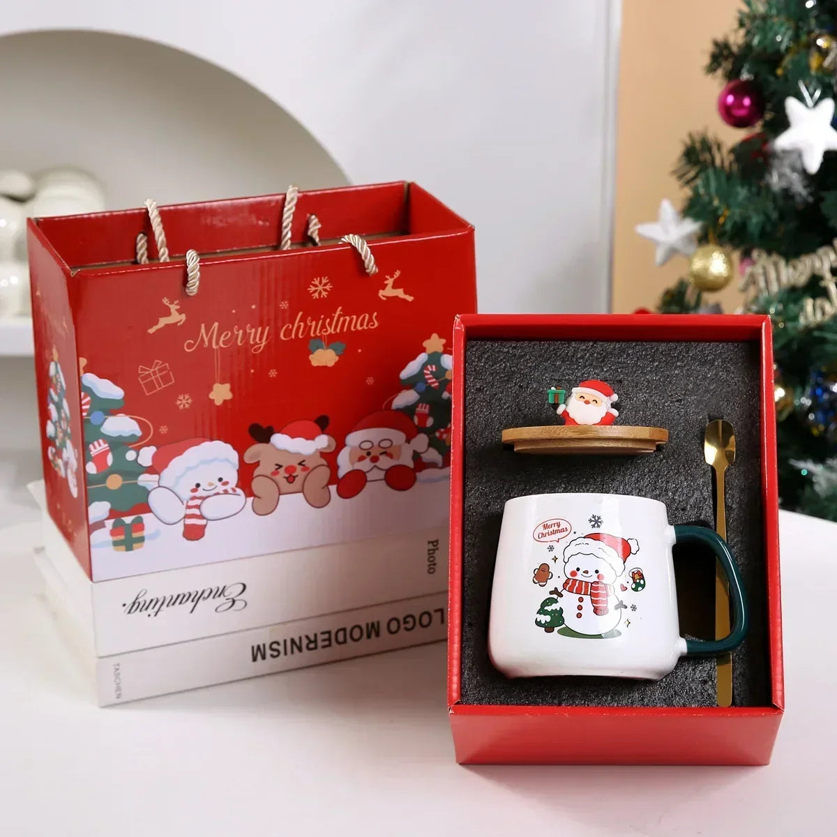 High-Quality Thermal Cup - Christmas Mug with Constant Temperature, featuring Santa Claus, Gift Box