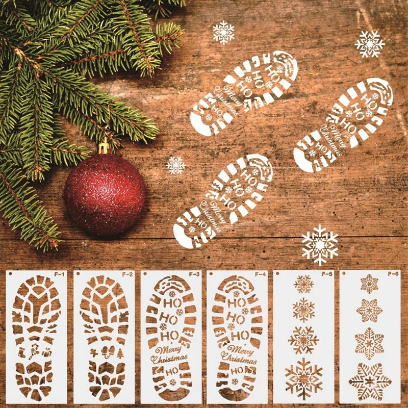 Set of 6 Christmas Stencils
Footprint, snowflake, and Santa Claus designs for painting, scrapbooking, and embossing decoration.