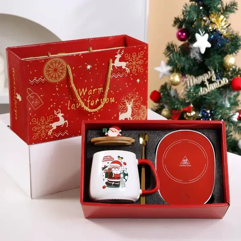 High-Quality Thermal Cup - Christmas Mug with Constant Temperature, featuring Santa Claus, Gift Box