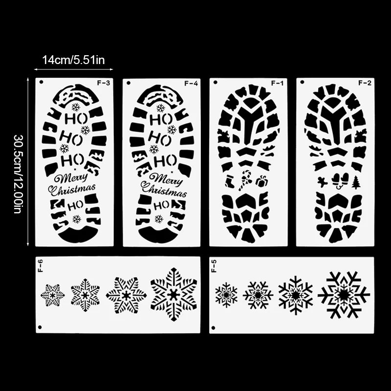 Set of 6 Christmas Stencils
Footprint, snowflake, and Santa Claus designs for painting, scrapbooking, and embossing decoration.