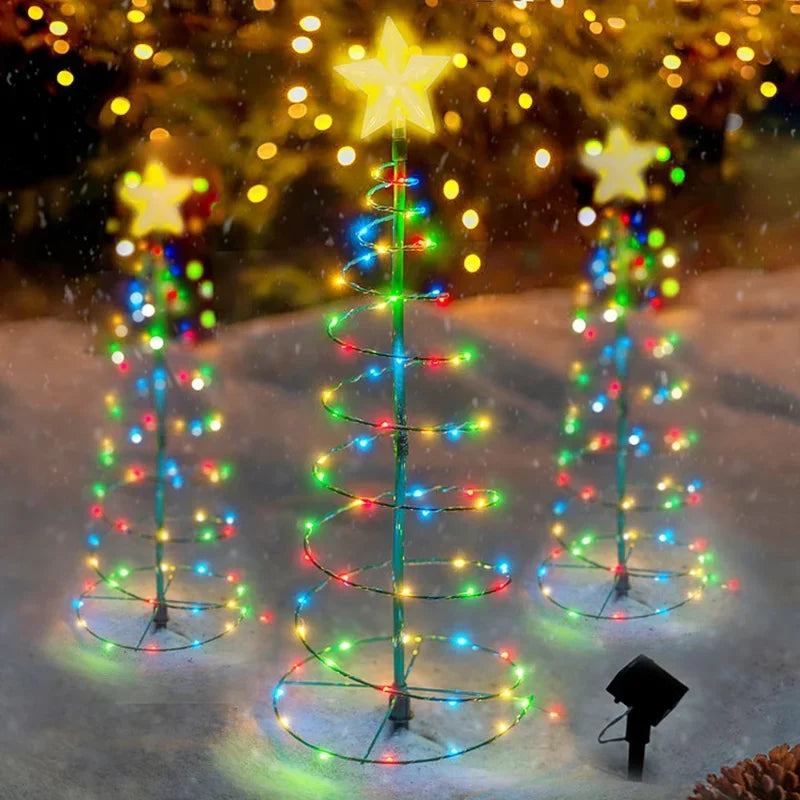 Outdoor Waterproof Solar LED Christmas Tree Decoration, Solar-Powered String Lights, Garden Decoration