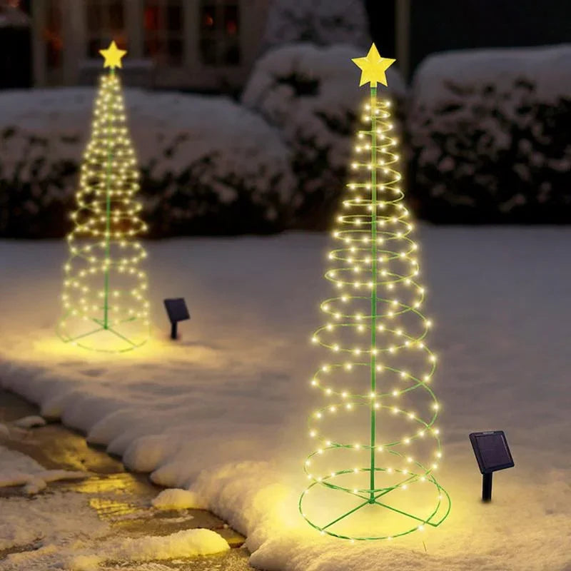 Outdoor Waterproof Solar LED Christmas Tree Decoration, Solar-Powered String Lights, Garden Decoration