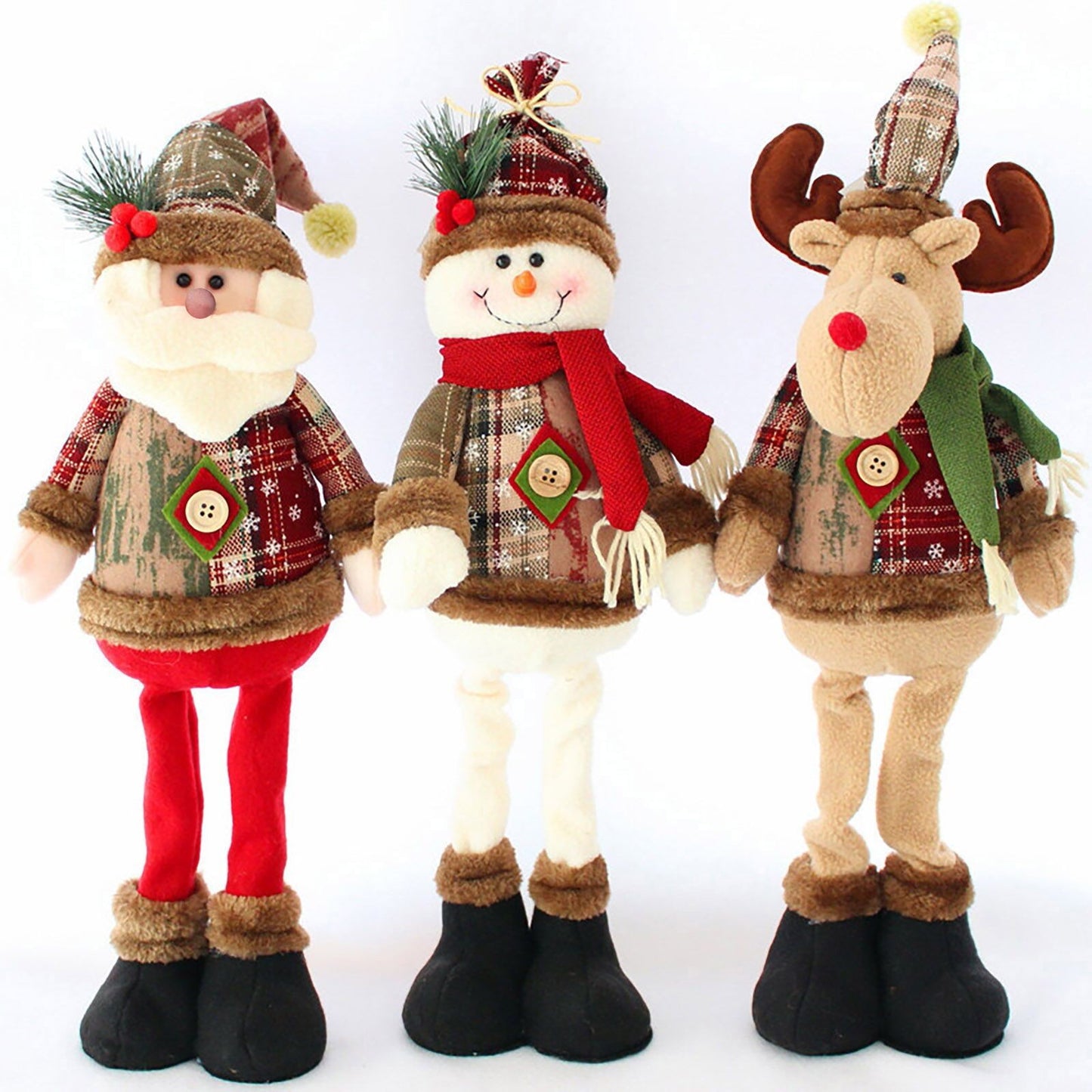 Christmas Decorative Set - 3 Pieces: Standing Christmas Figures featuring a Reindeer, Snowman, and Santa Claus. Perfect for Decorating Your Home and Ideal for a Christmas Filled with Charm and Magic!