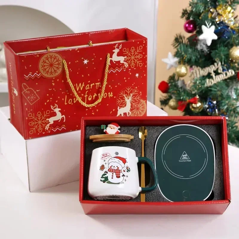 High-Quality Thermal Cup - Christmas Mug with Constant Temperature, featuring Santa Claus, Gift Box