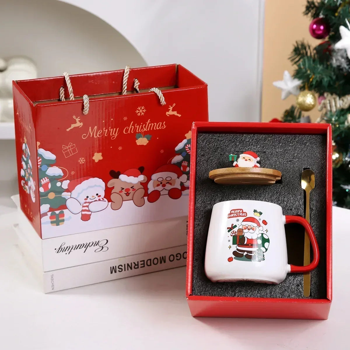 High-Quality Thermal Cup - Christmas Mug with Constant Temperature, featuring Santa Claus, Gift Box